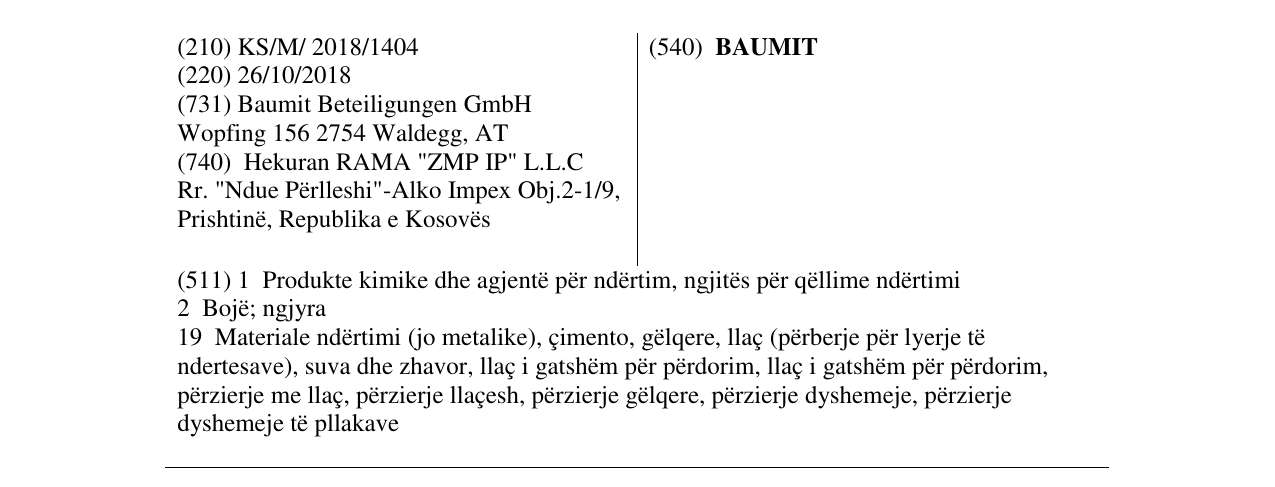 Zëri i markës BAUMIT në buletin