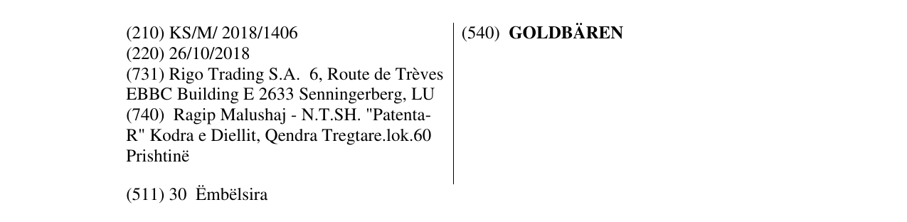 Zëri i markës GOLDBÄREN në buletin