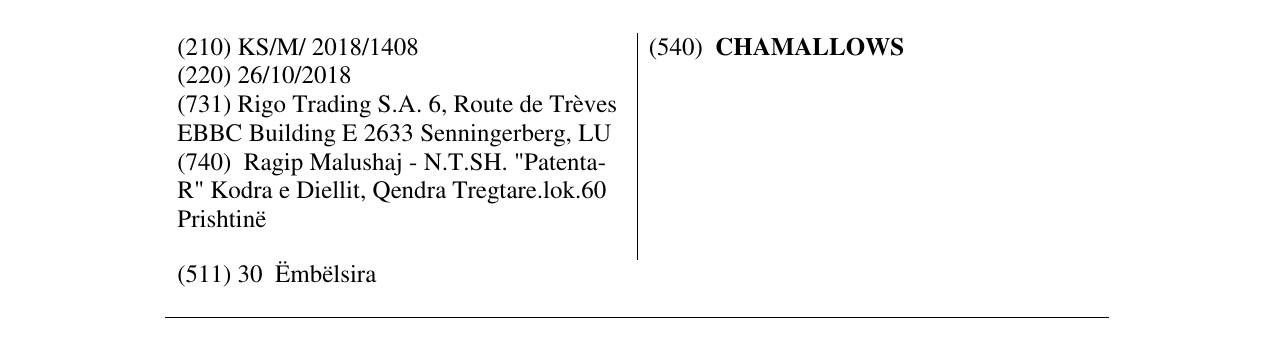 Zëri i markës CHAMALLOWS në buletin