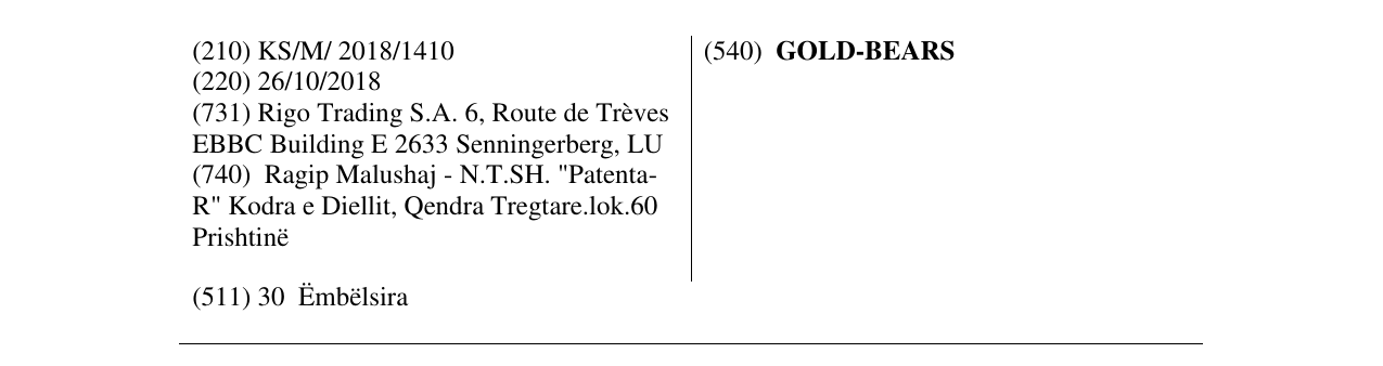 Zëri i markës GOLD-BEARS në buletin