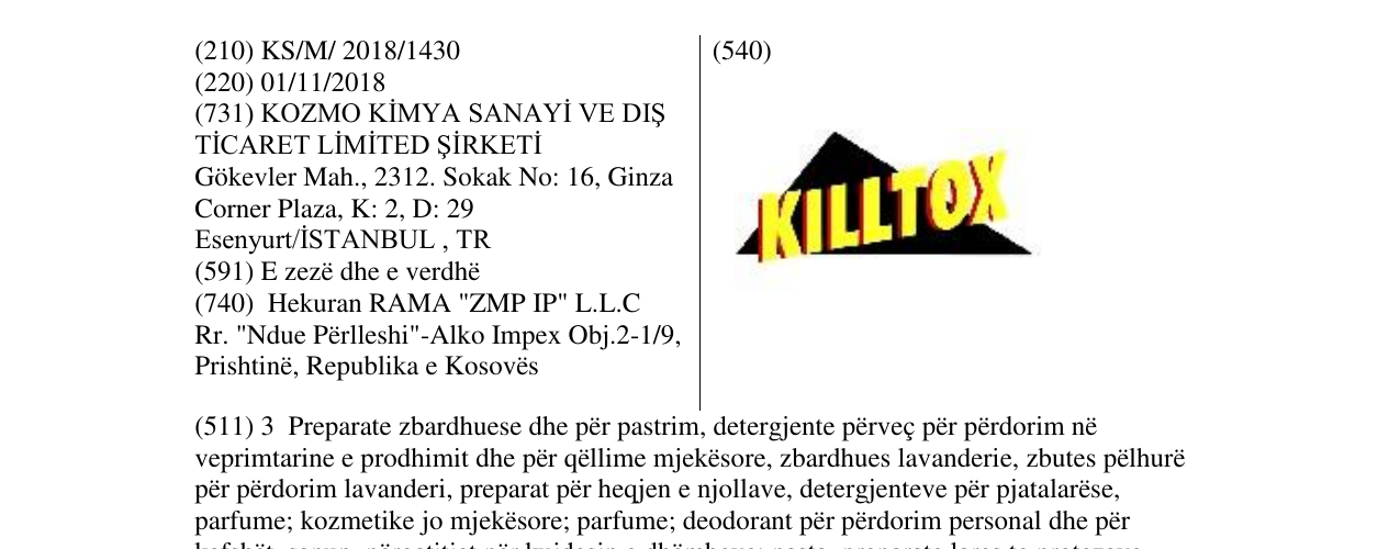 Zëri i markës KILLTOX në buletin