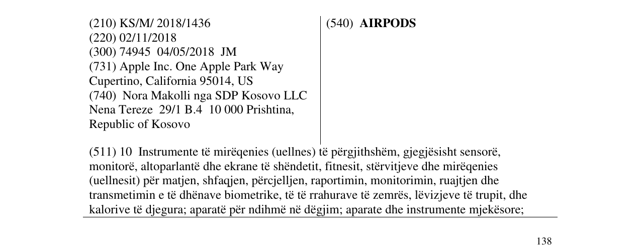 Zëri i markës AIRPODS në buletin