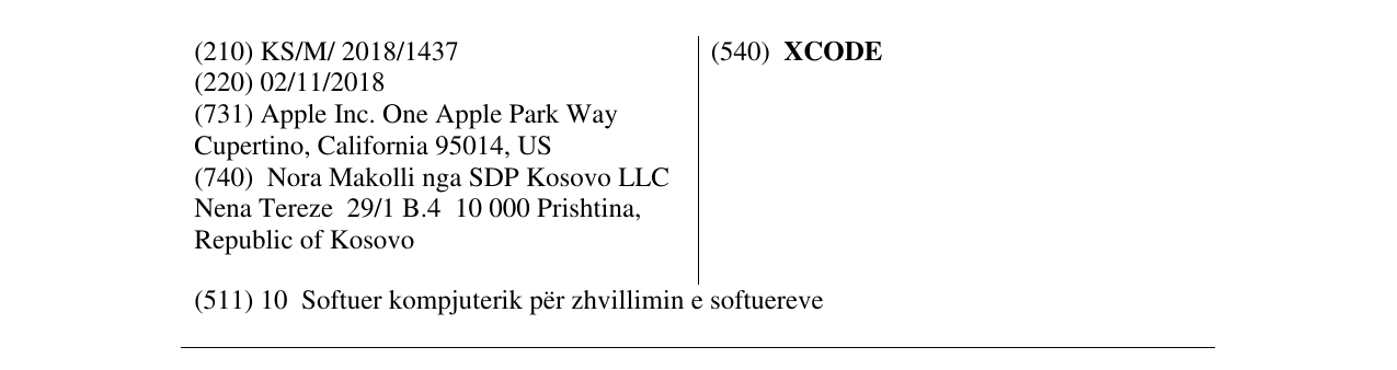 Zëri i markës XCODE në buletin
