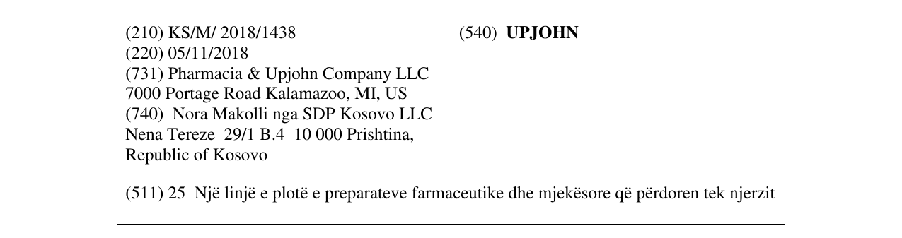 Zëri i markës UPJOHN në buletin