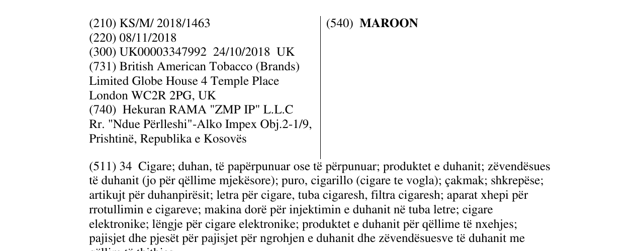 Zëri i markës MAROON në buletin