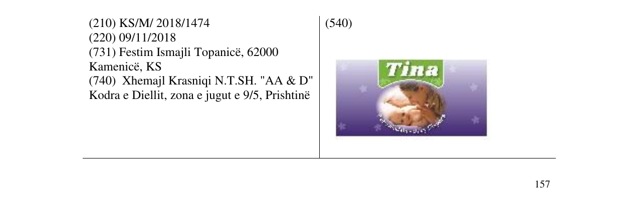 Zëri i markës Tina në buletin