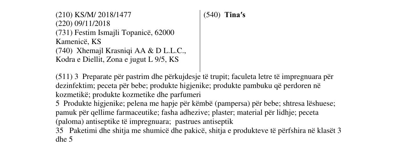 Zëri i markës Tinaʹs në buletin