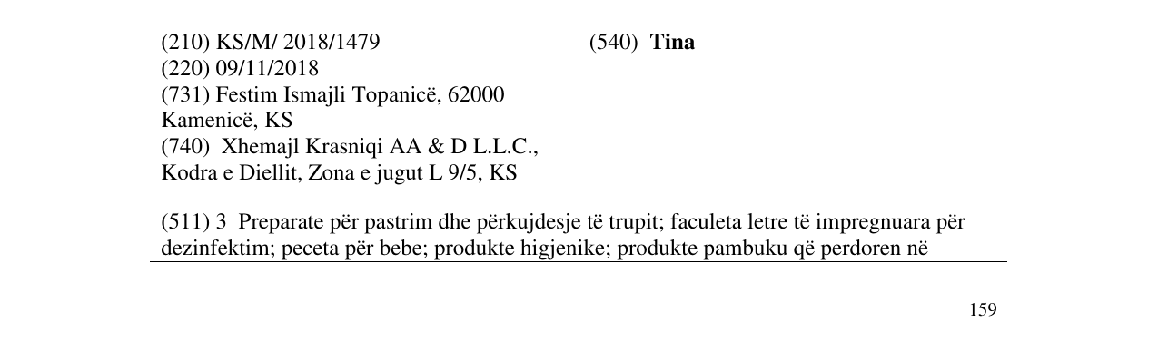Zëri i markës Tina në buletin