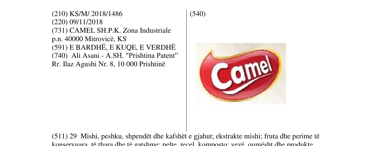 Zëri i markës Camel në buletin