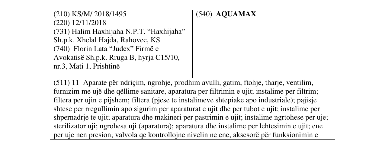 Zëri i markës AQUAMAX në buletin