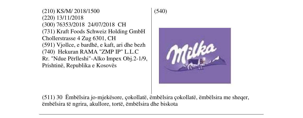 Zëri i markës Milka në buletin