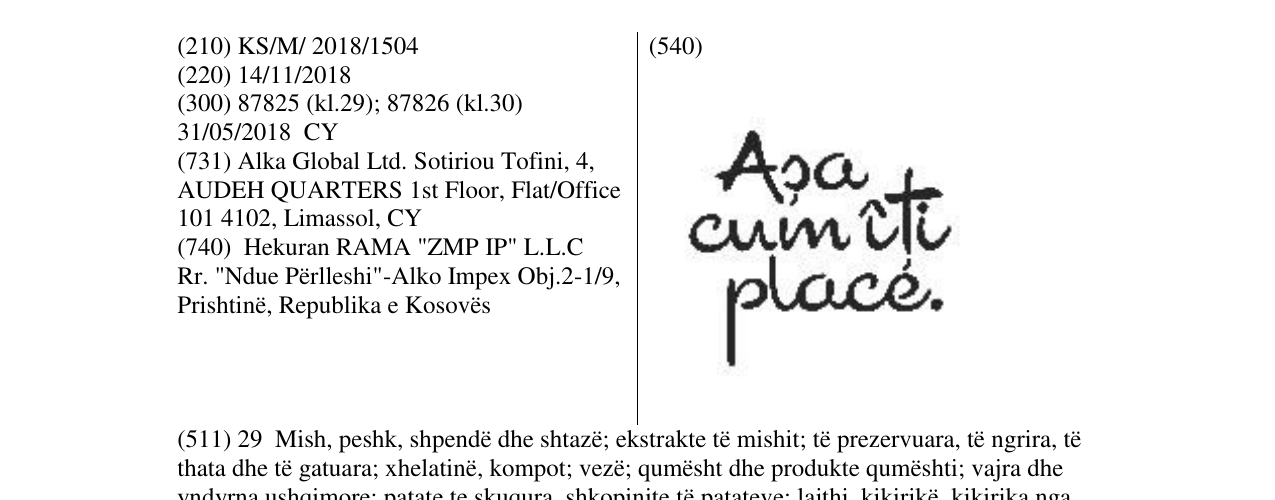 Zëri i markës Asa cumiti place. në buletin