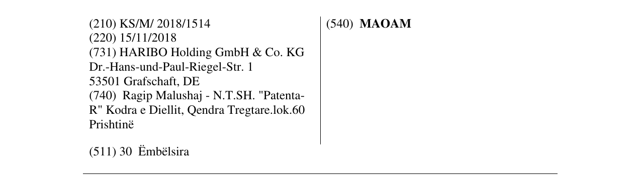 Zëri i markës MAOAM në buletin