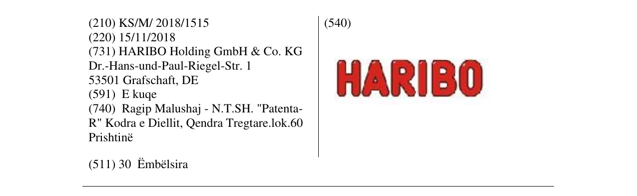 Zëri i markës HARIBO në buletin