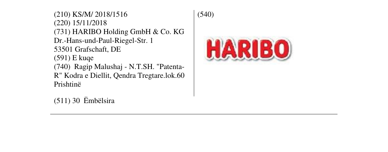 Zëri i markës HARIBO në buletin