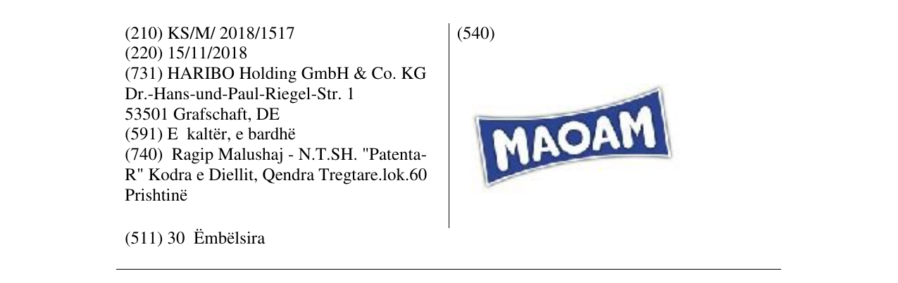 Zëri i markës MAOAM në buletin