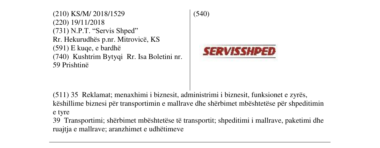 Zëri i markës SERVISSHPED në buletin