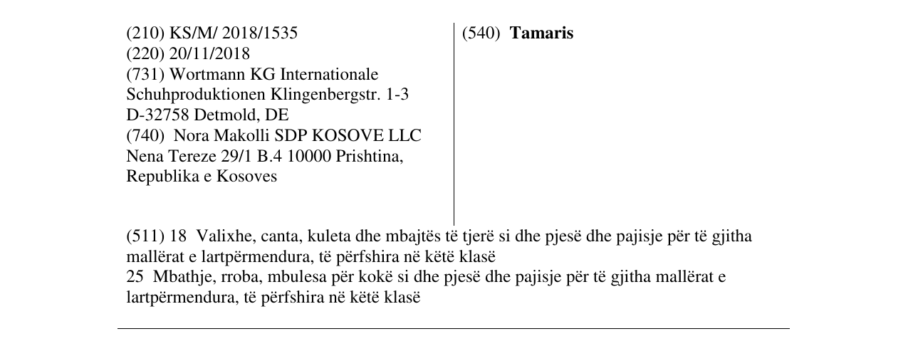 Zëri i markës Tamaris në buletin