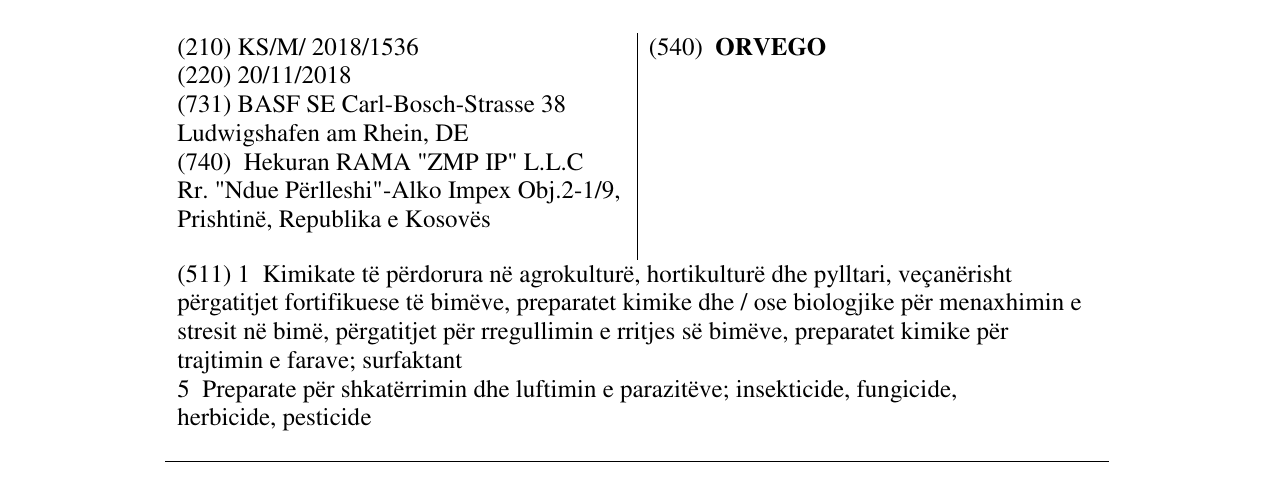 Zëri i markës ORVEGO në buletin