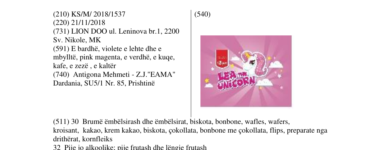 Zëri i markës LEA THE UNICORN në buletin