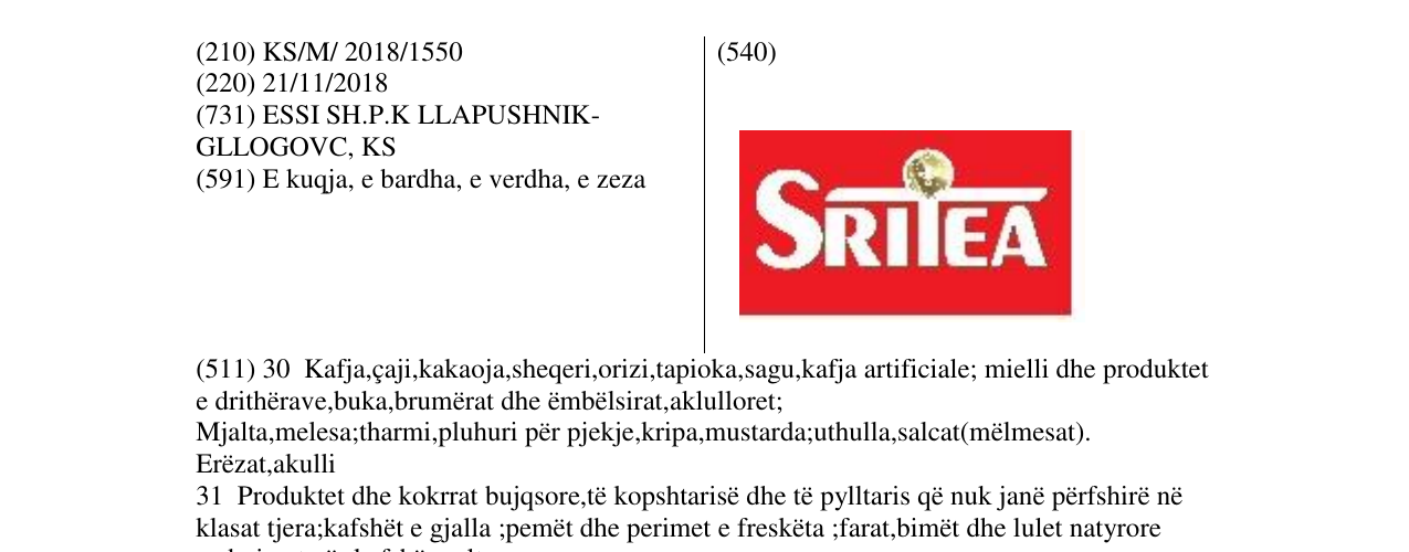 Zëri i markës SRITEA në buletin