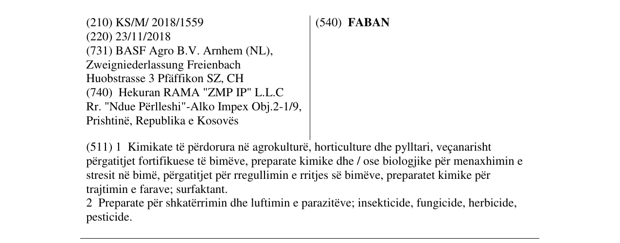 Zëri i markës FABAN në buletin