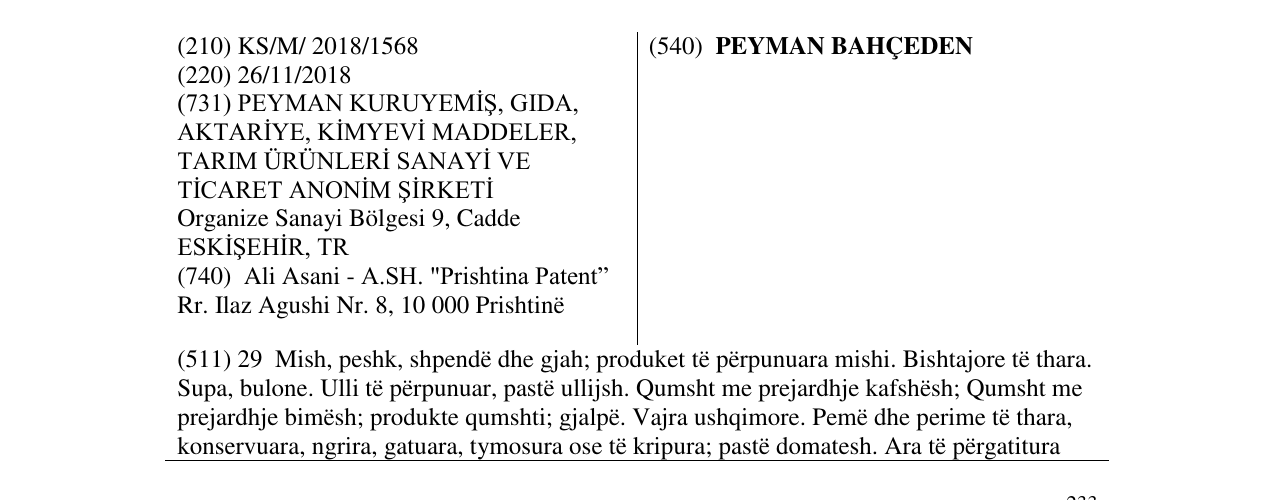 Zëri i markës PEYMAN BAHÇEDEN në buletin