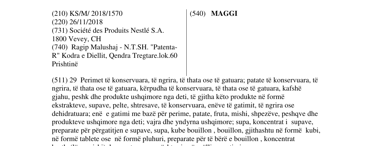 Zëri i markës MAGGI në buletin