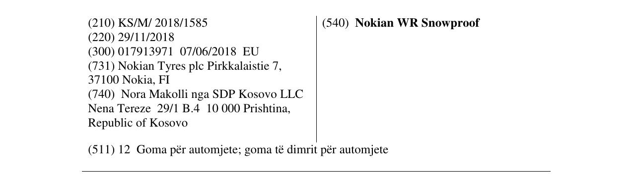 Zëri i markës Nokian WR Snowproof në buletin
