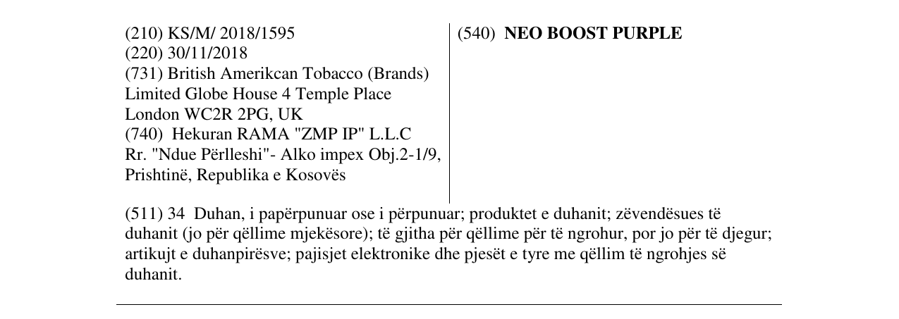Zëri i markës NEO BOOST PURPLE në buletin
