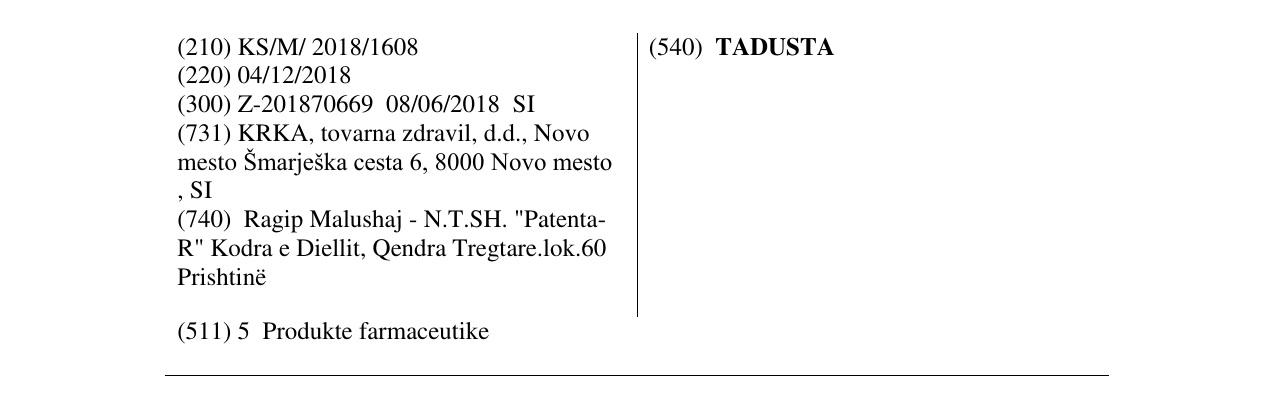 Zëri i markës TADUSTA në buletin