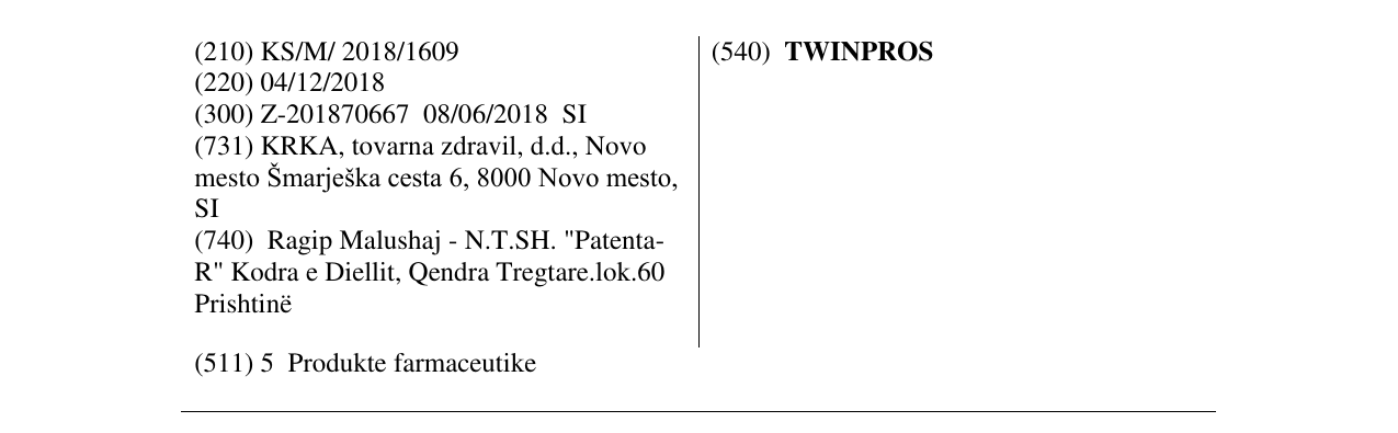 Zëri i markës TWINPROS në buletin