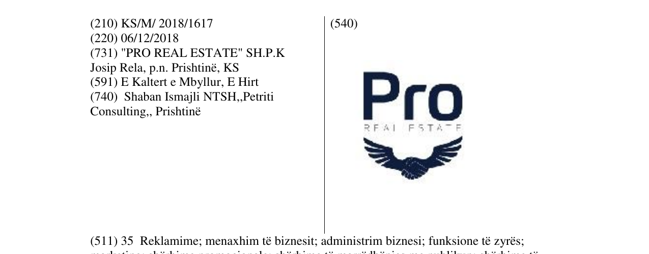 Zëri i markës Pro REAL ESTATE në buletin