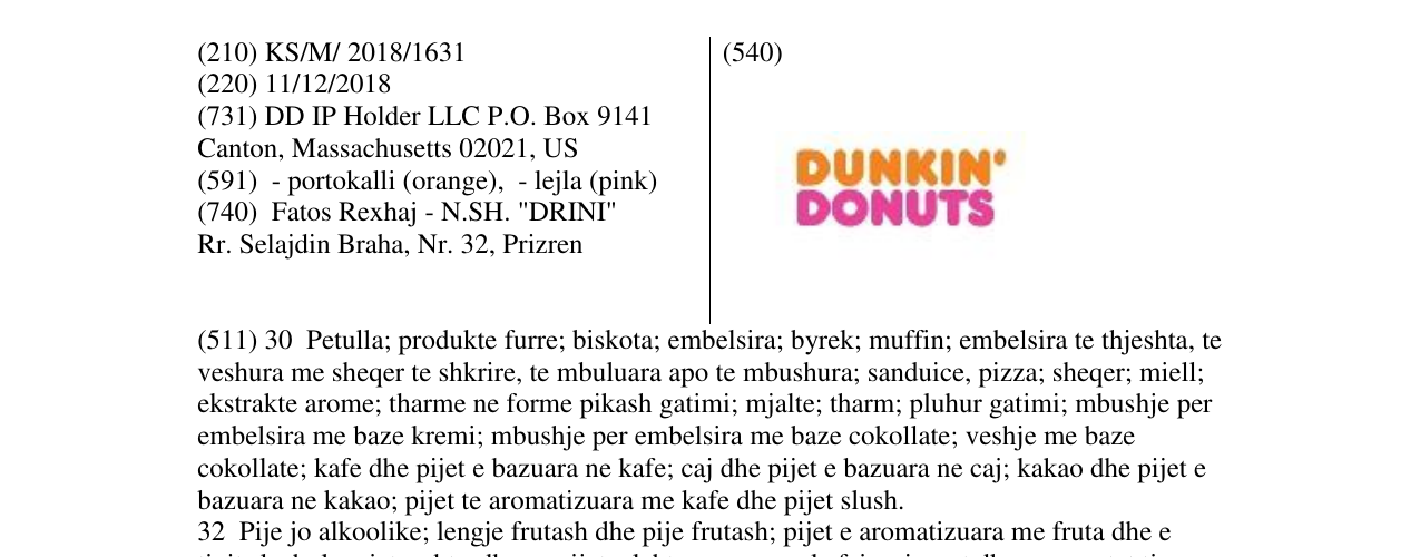 Zëri i markës Dunkin' Donuts në buletin
