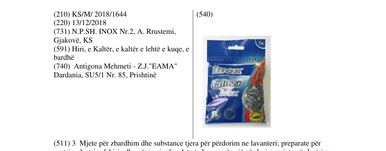 Zëri i markës Inox në buletin