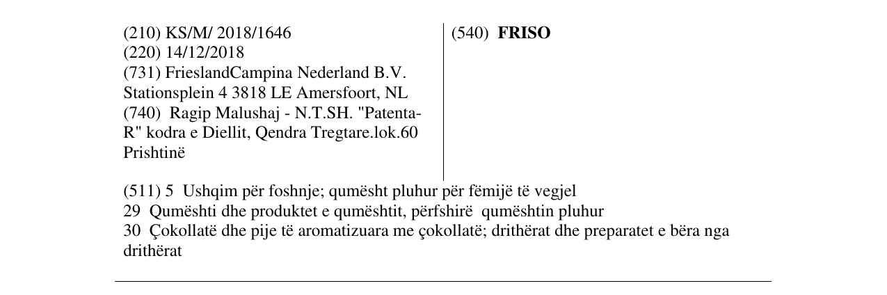 Zëri i markës FRISO në buletin