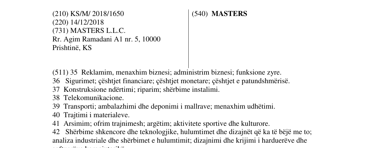 Zëri i markës MASTERS në buletin