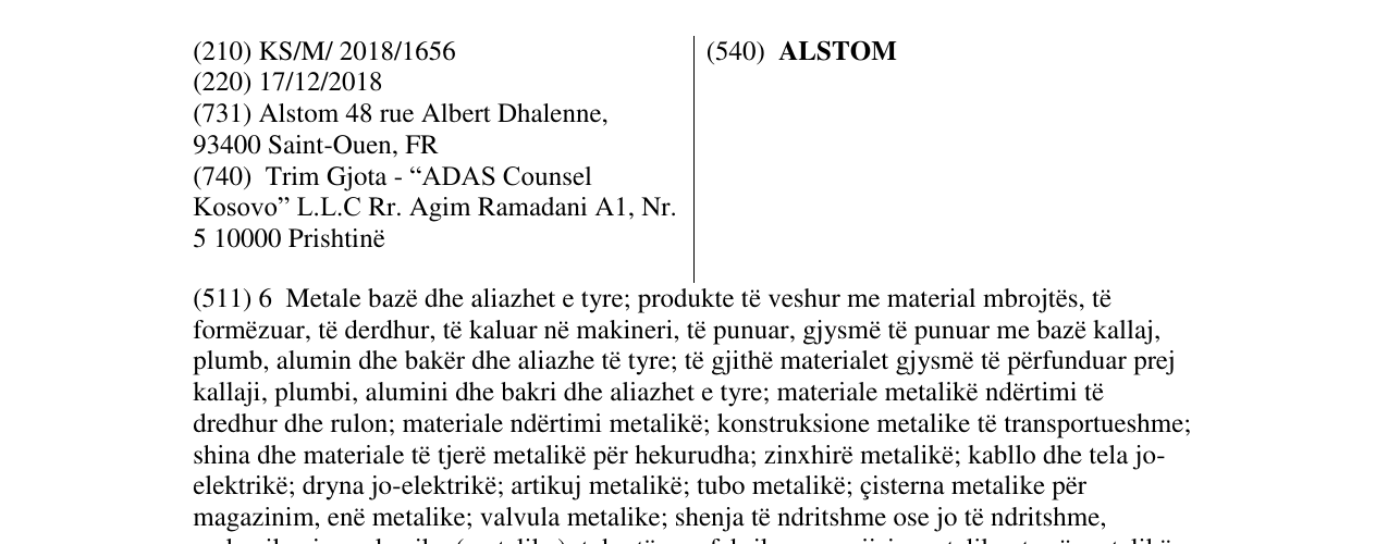 Zëri i markës ALSTOM në buletin