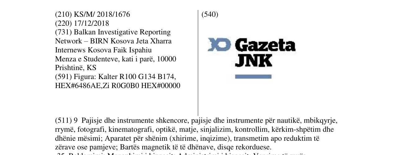 Zëri i markës Gazeta JNK në buletin