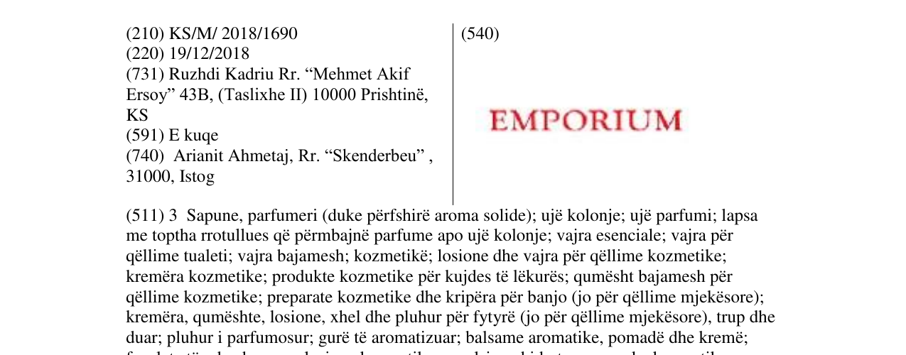 Zëri i markës EMPORIUM në buletin
