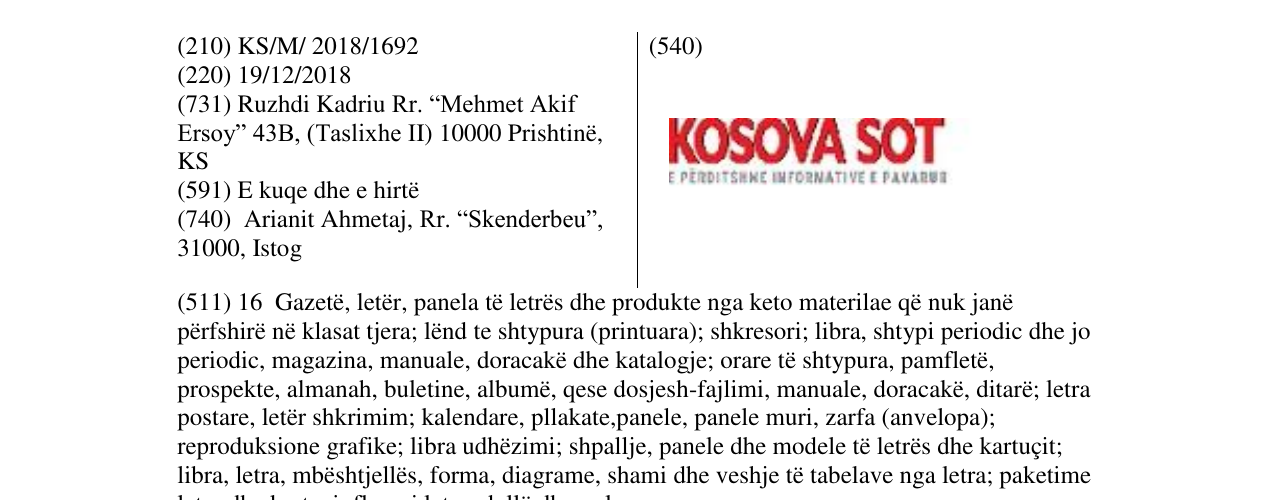 Zëri i markës KOSOVA SOT në buletin
