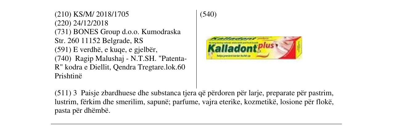 Zëri i markës Kalladont plus në buletin