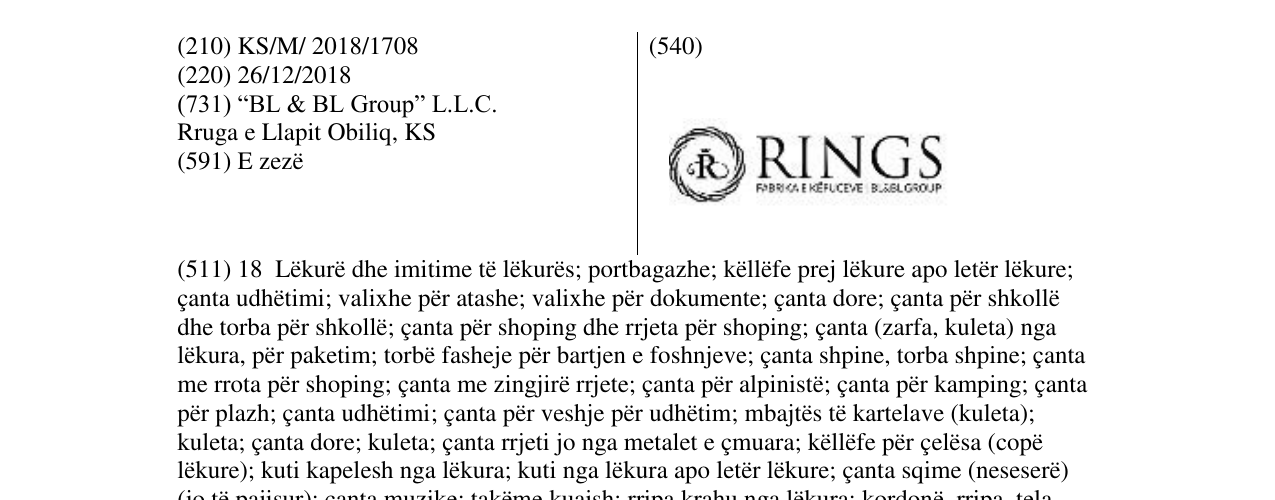 Zëri i markës RINGS në buletin