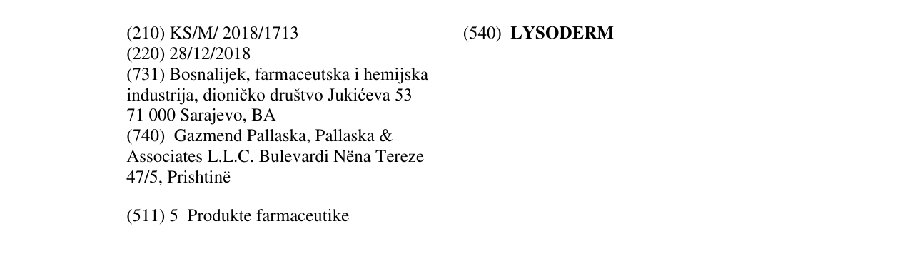 Zëri i markës LYSODERM në buletin