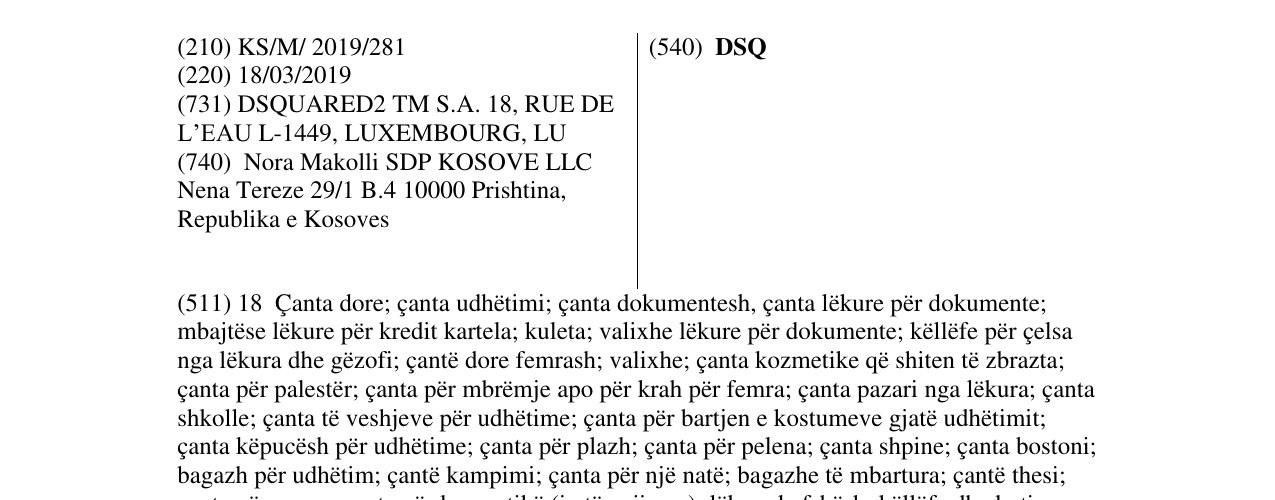 Zëri i markës DSQ në buletin