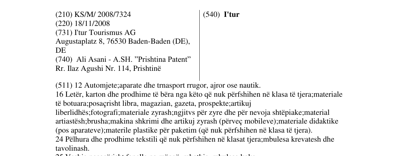 Zëri i markës I'tur në buletin