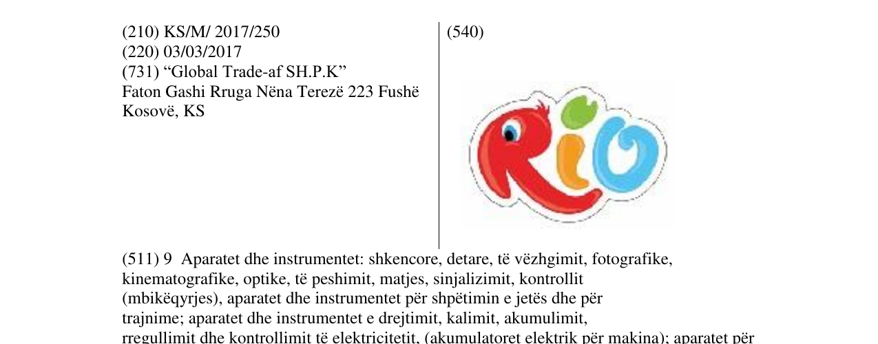 Zëri i markës Rio në buletin