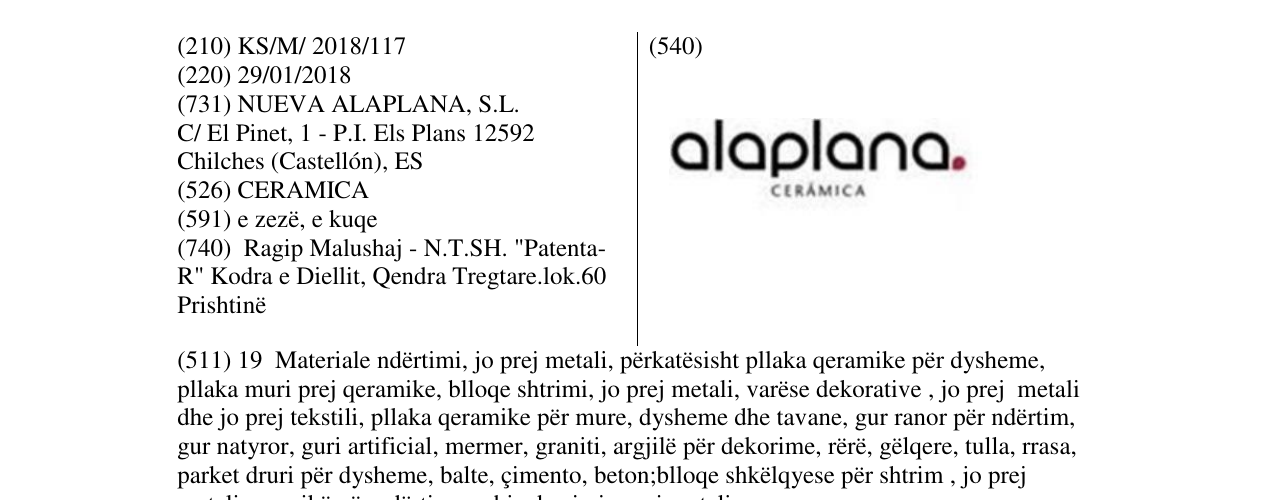 Zëri i markës alaplana ceramica në buletin