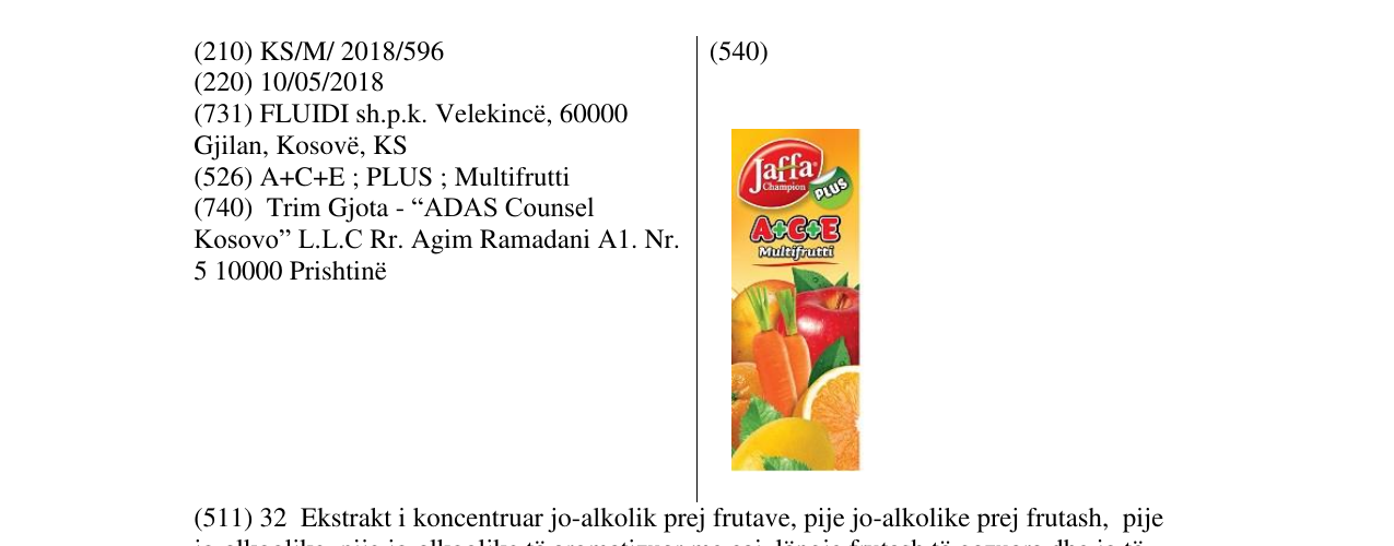 Zëri i markës JC Multifrutti në buletin
