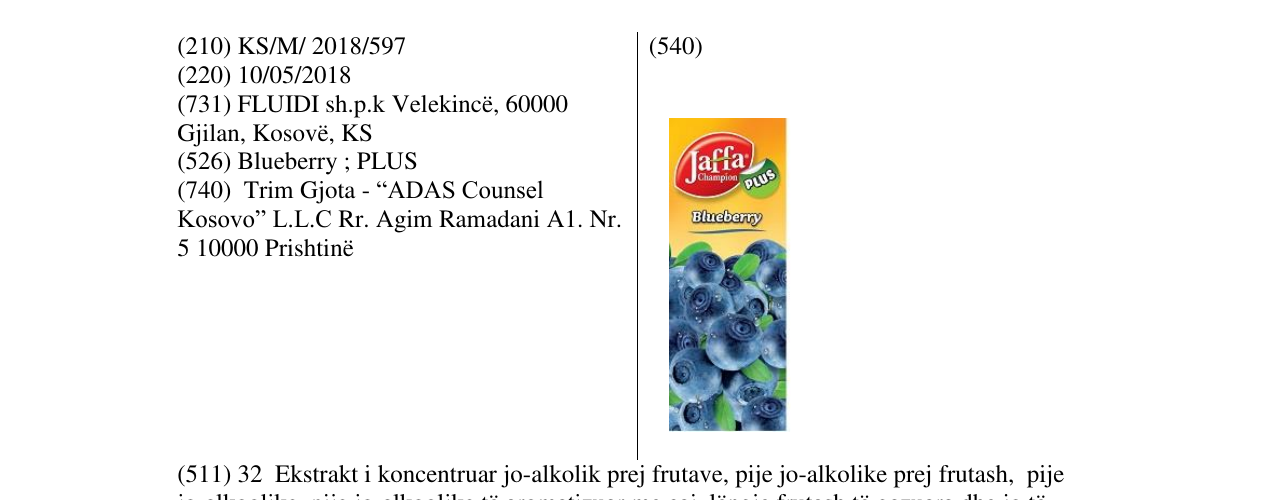 Zëri i markës JC Blueberry në buletin